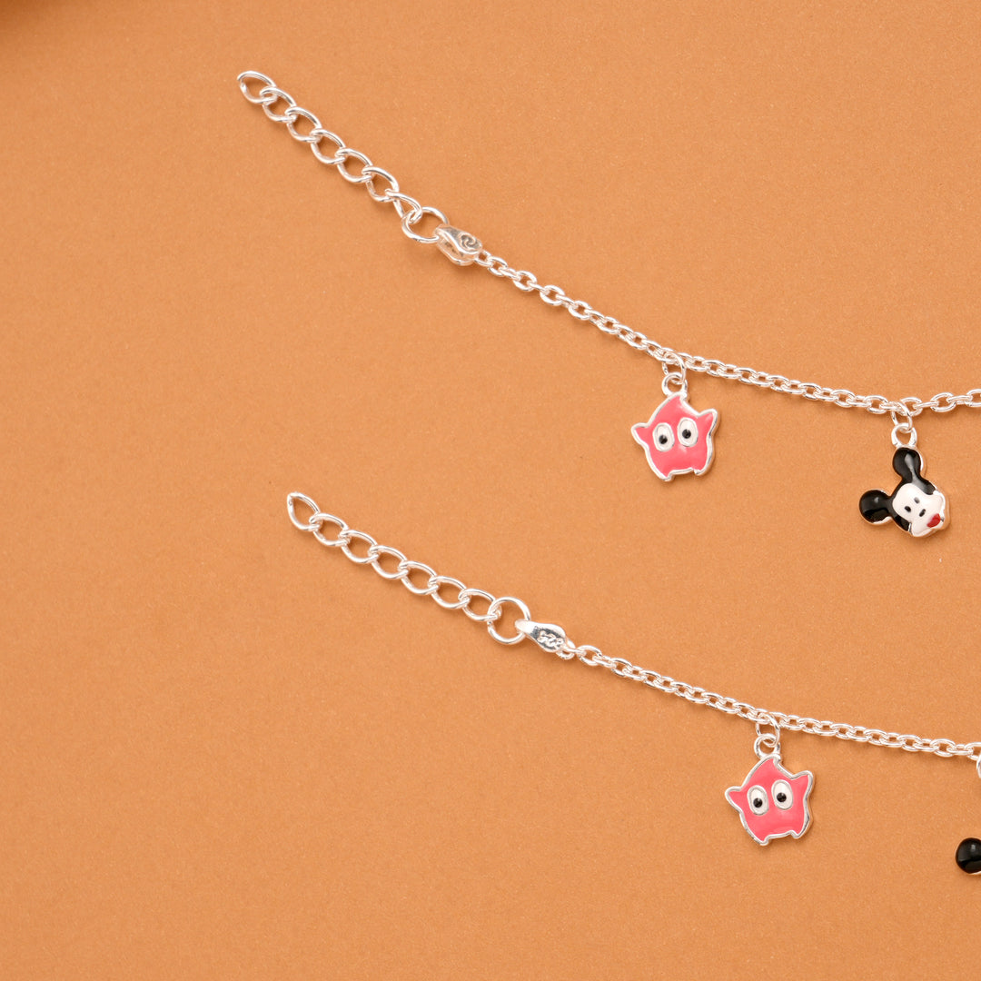 Disney Mickey Mouse Silver Baby Anklets