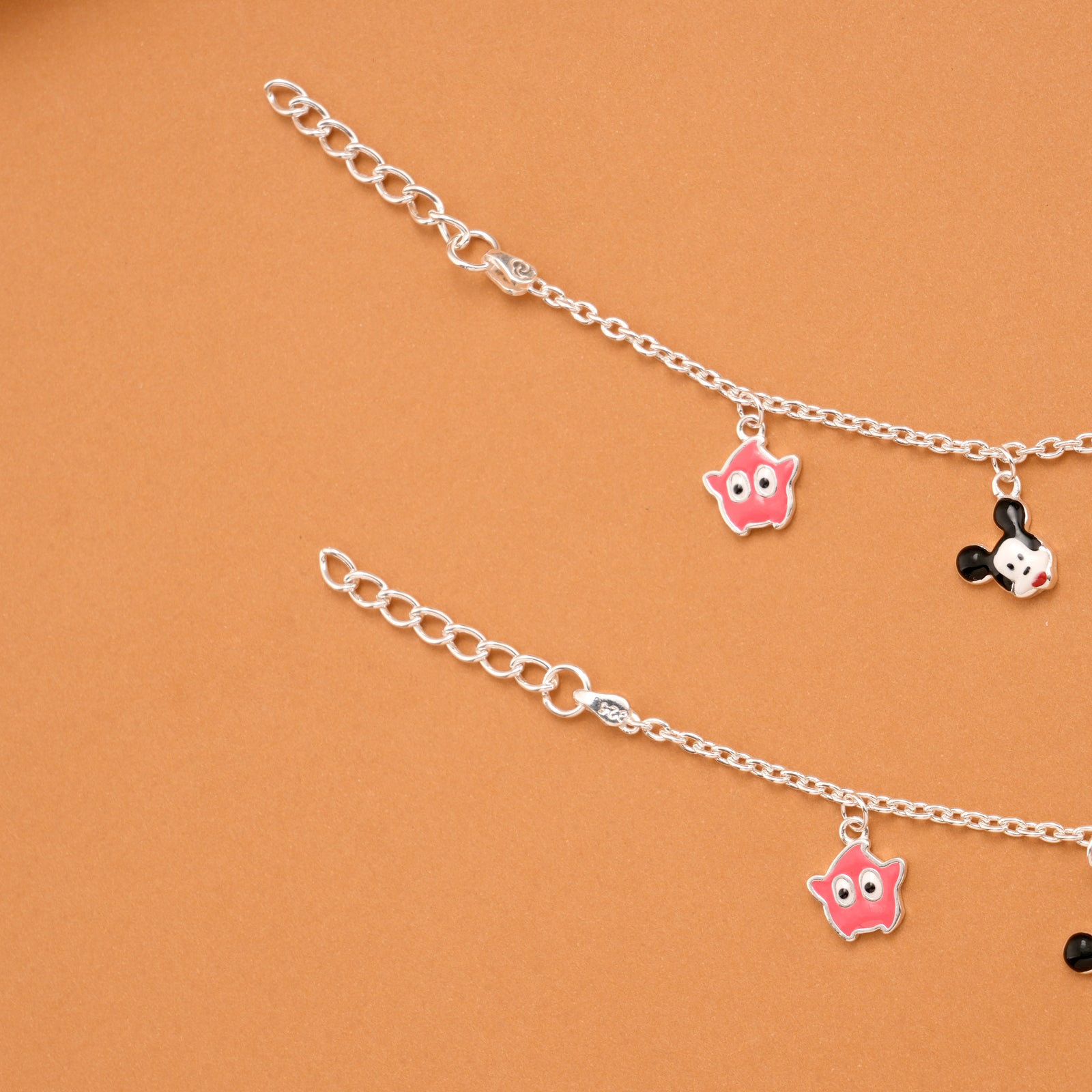Disney Mickey Mouse Silver Baby Anklets