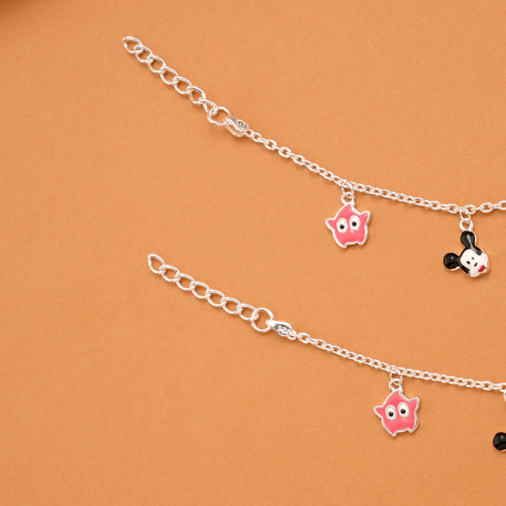 Disney Mickey Mouse Silver Baby Anklets