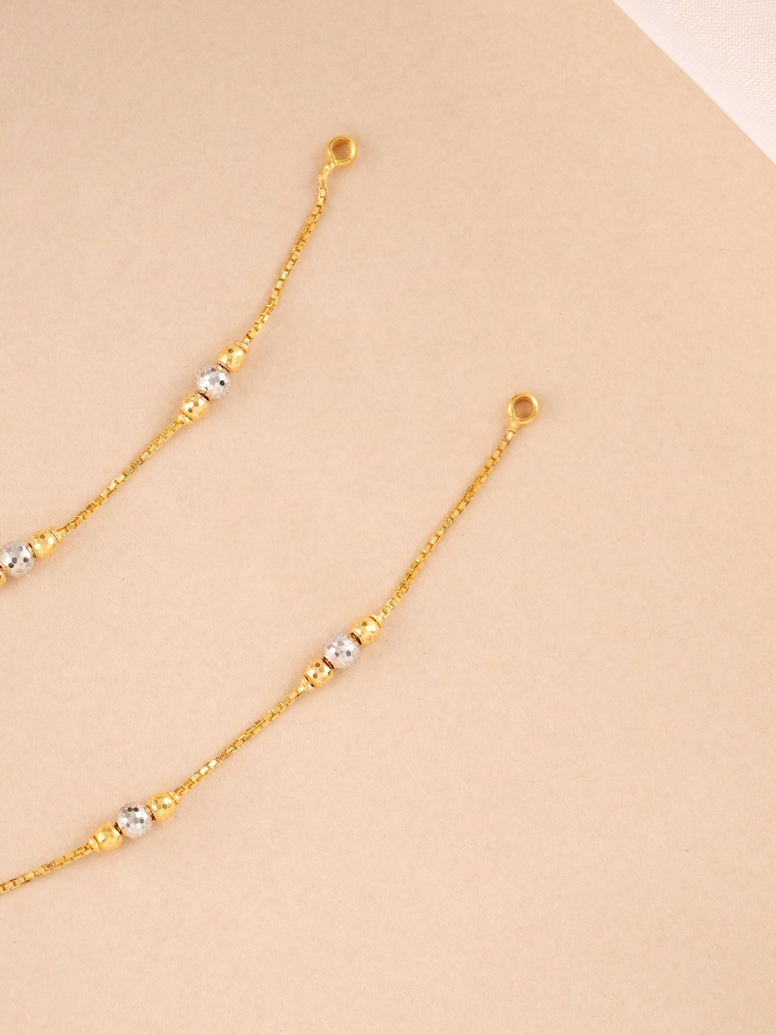 Dual Toned Gold Beads Anklet for Kids