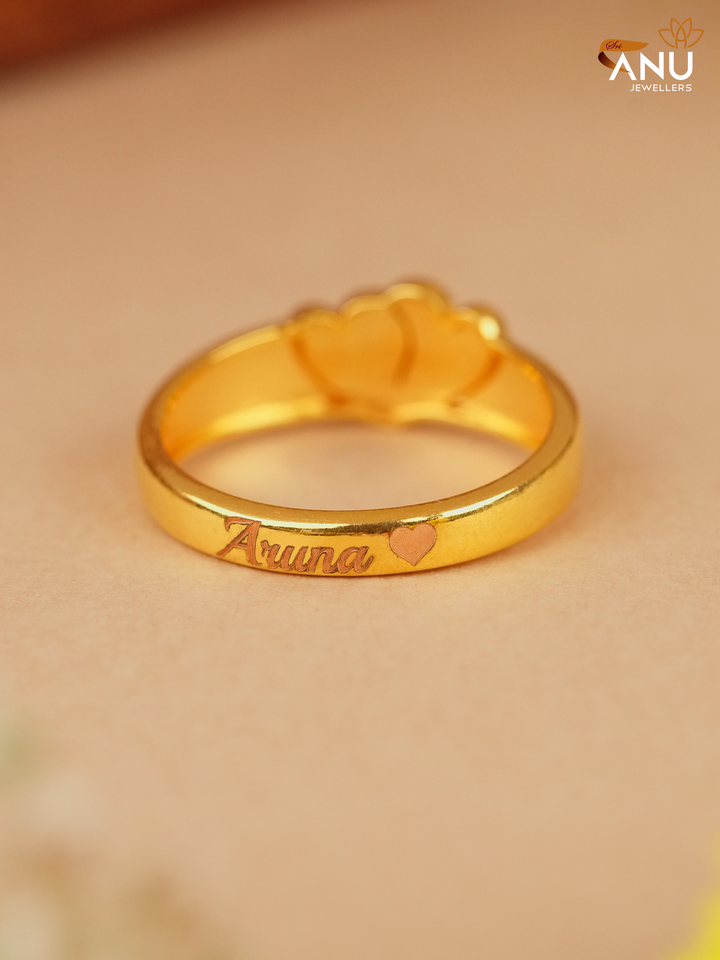 Fingerprint Heart with Name Couple Ring