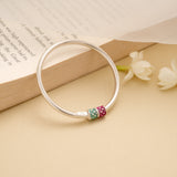Dual Enamel Beads Silver Baby Bangle