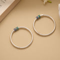 Stylish Green with Blue Enamel Silver Bangle