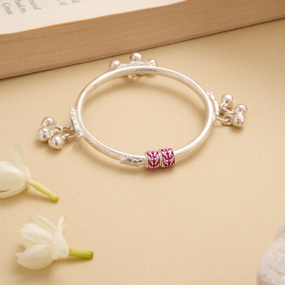 Dual Pink Enamel Beads Silver Thandai