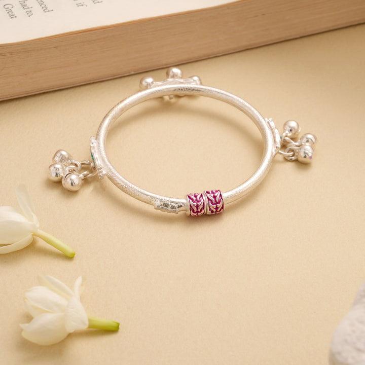 Dual Pink Enamel Beads Silver Thandai