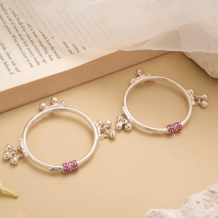 Dual Pink Enamel Beads Silver Thandai