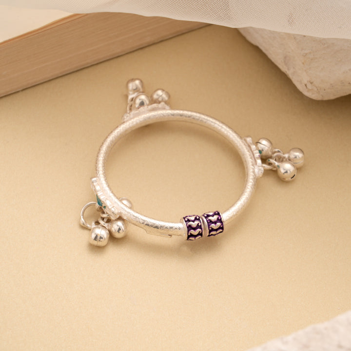 Vibrant Enamel Dual Bead Drops Silver Thandai