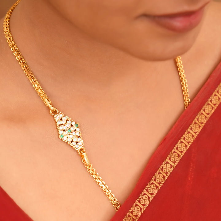 Trendy Single Line Silver Mugappu Chain