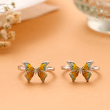 Silver Dual Tone Vintage Butterfly Toe Ring