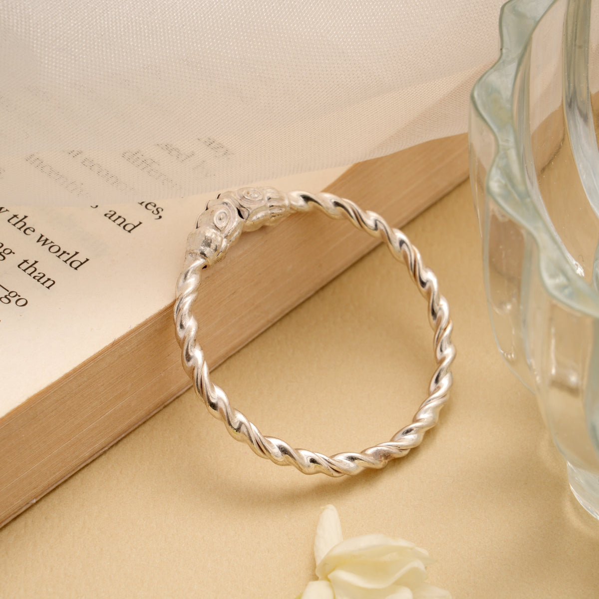 Minimal Twisted Design Silver Baby Bangle