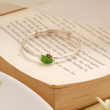 Green Toy Enamel Baby Silver Bangle