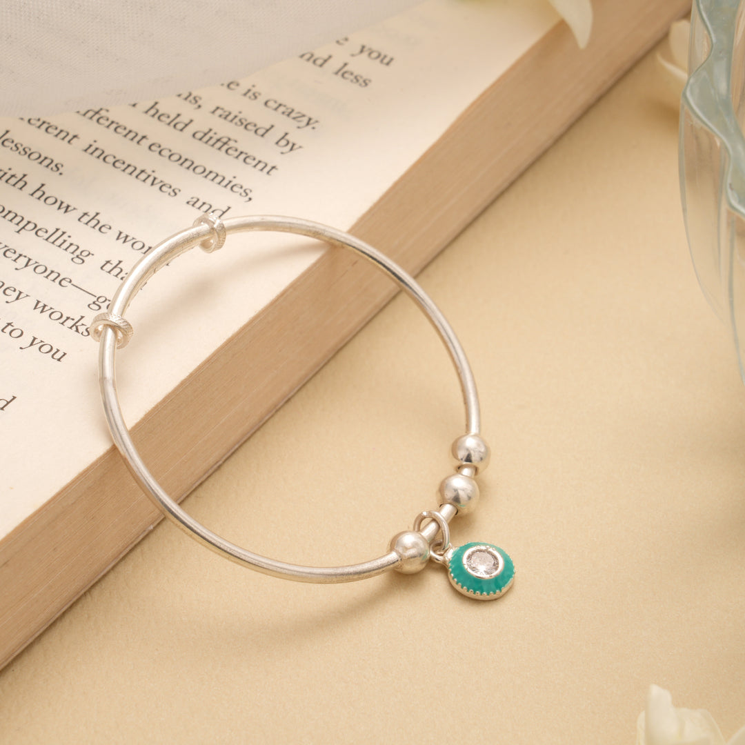 Blue Stone Drops Baby Silver Bangle