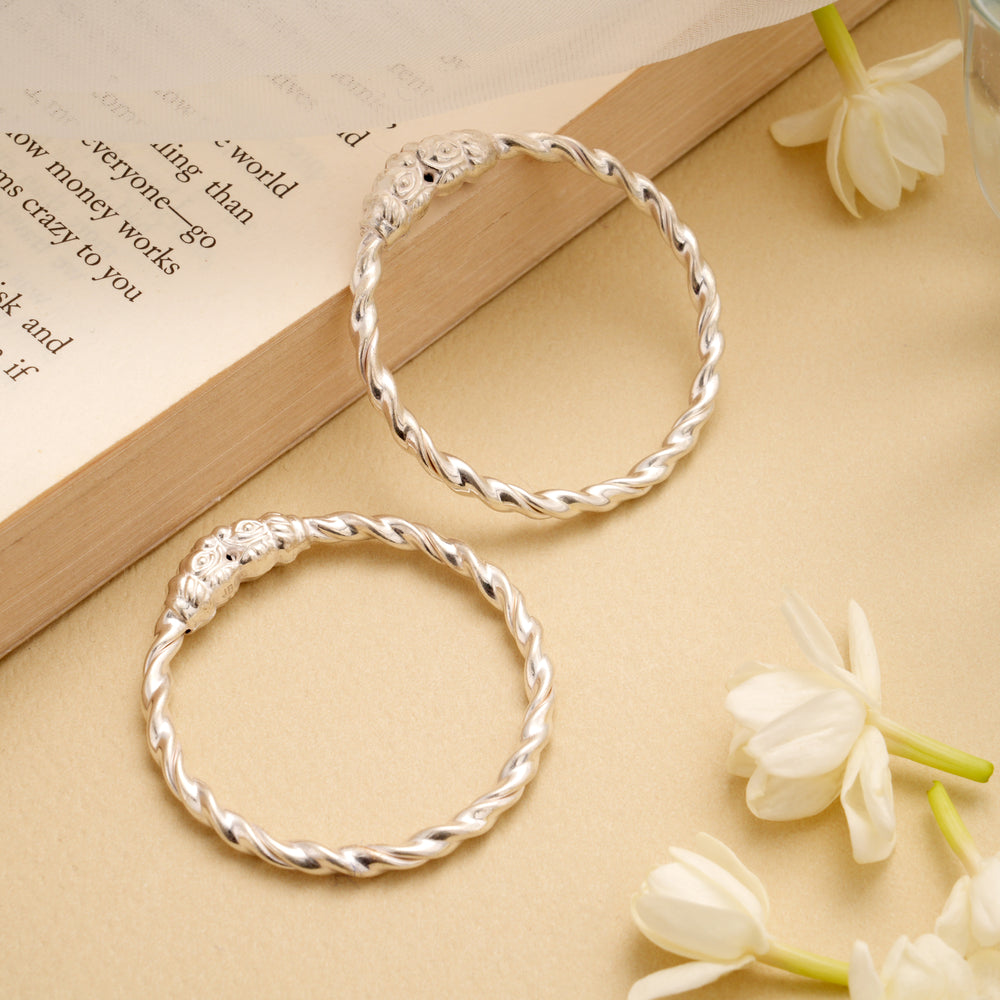 Fancy Spiral Model Silver Baby Bangle