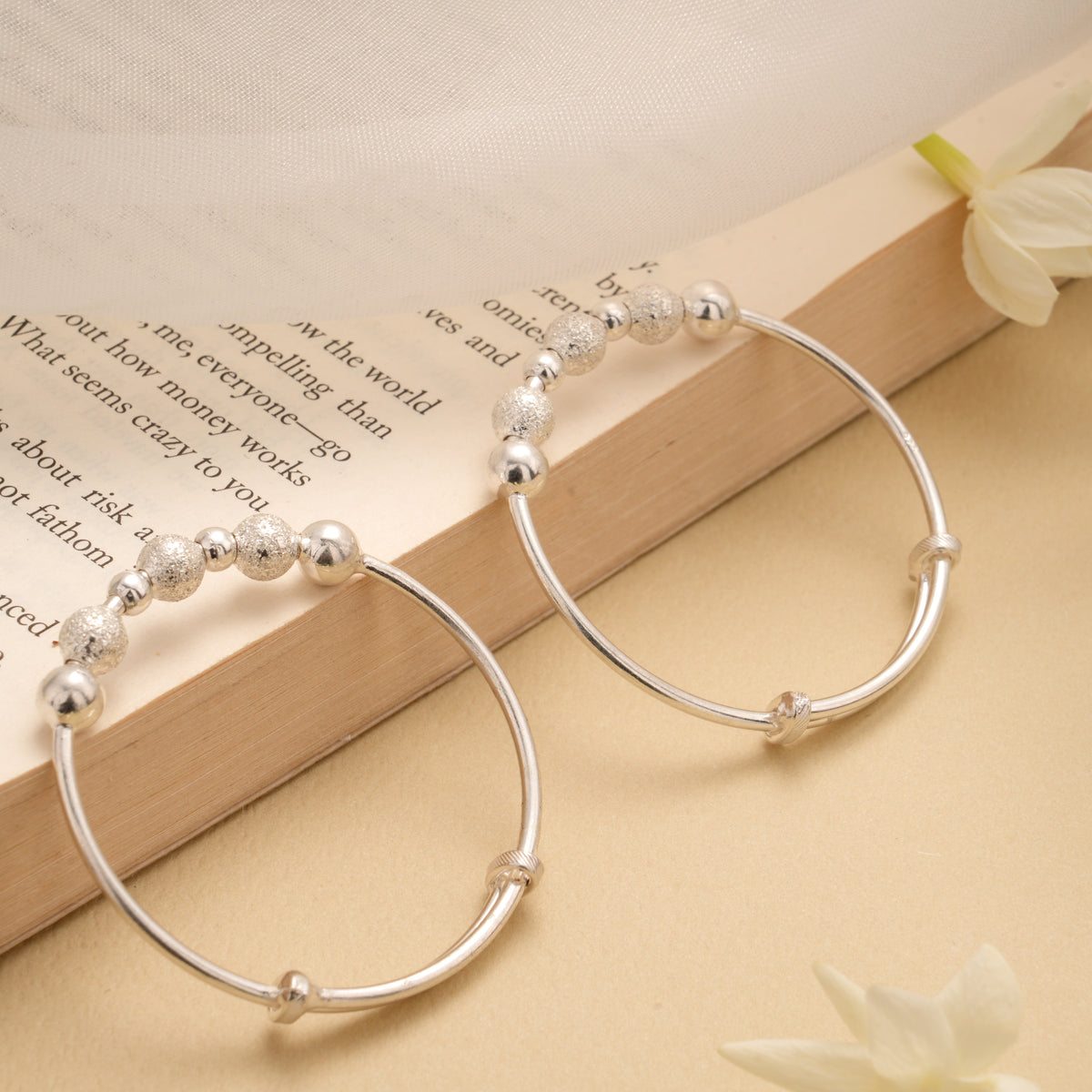 Glittering Multi Ball Silver Baby Bangle single pcs
