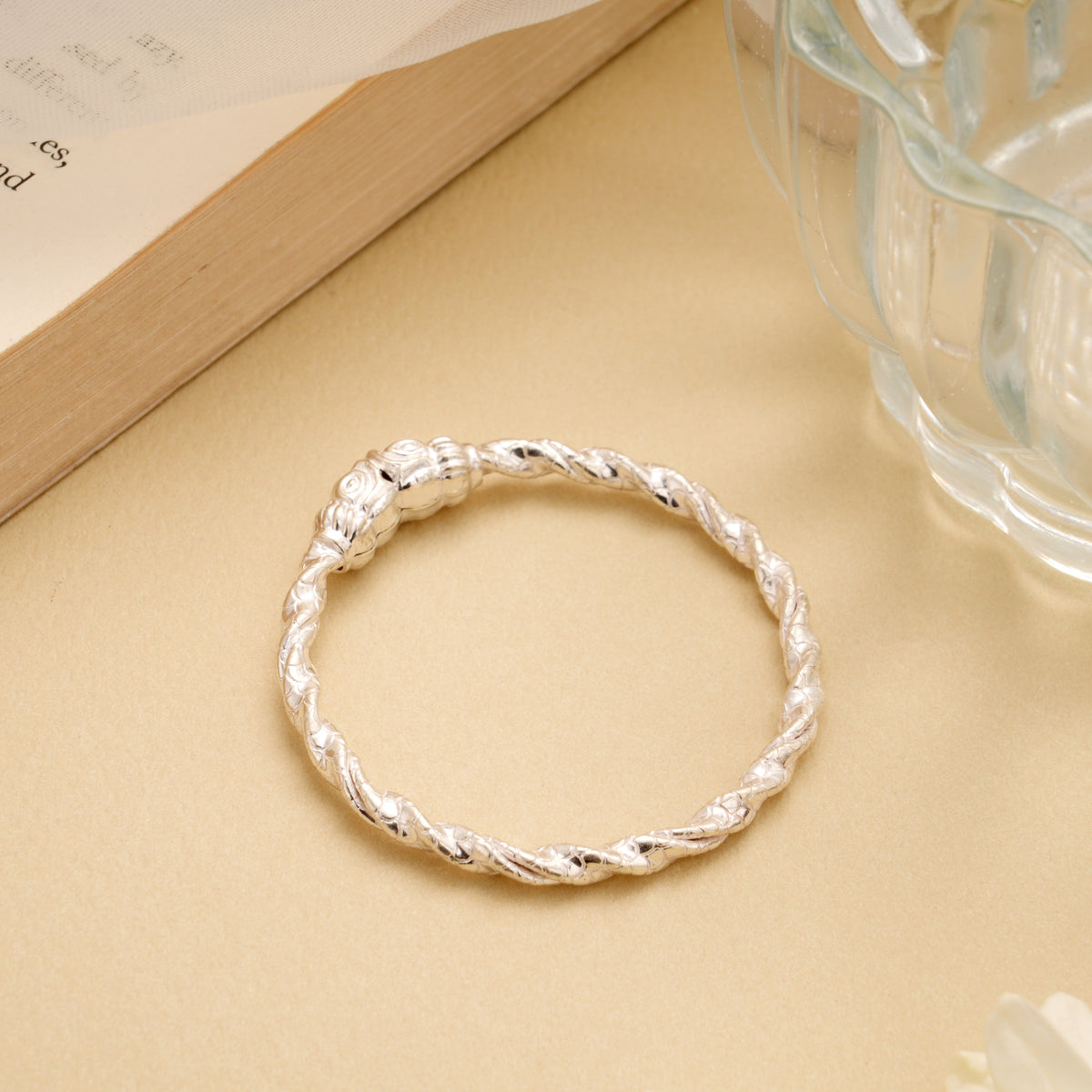 Sophisticated Twisted Silver Baby Bangle