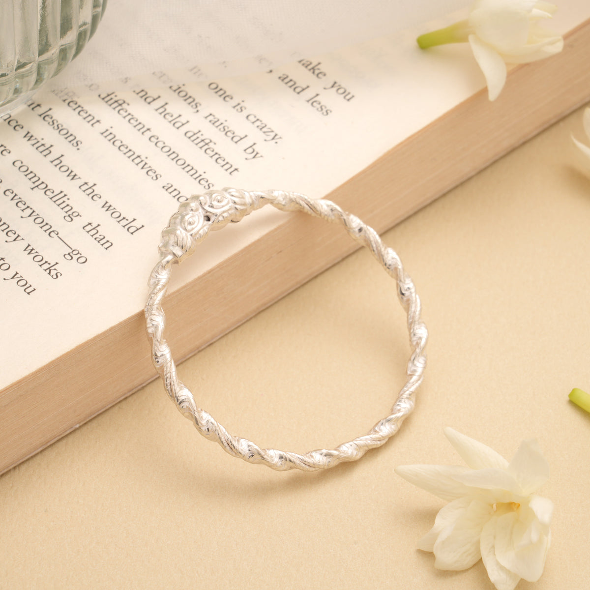 Sophisticated Twisted Silver Baby Bangle