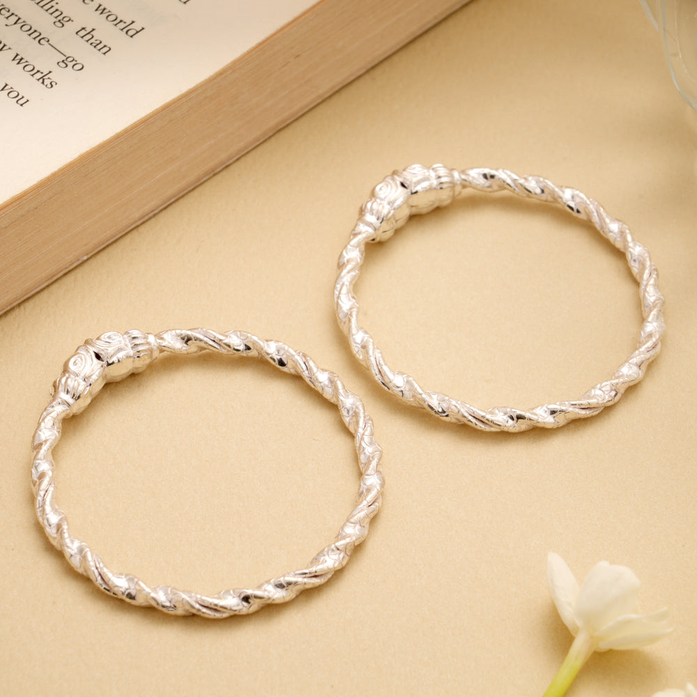 Sophisticated Twisted Silver Baby Bangle