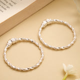 Sophisticated Twisted Silver Baby Bangle