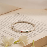 Graceful Floral Enamel Silver Baby Bangle