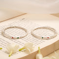 Graceful Floral Enamel Silver Baby Bangle