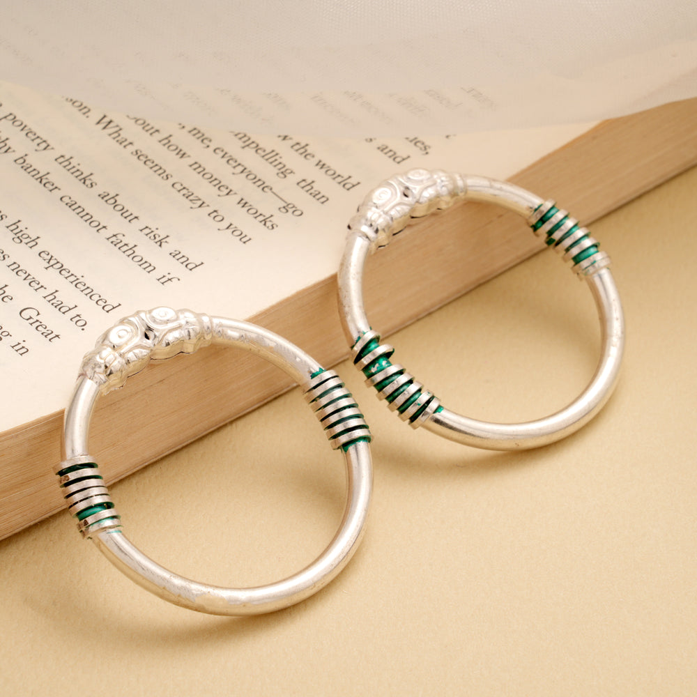 Regal Green Swirl Enamel Silver Baby Kappu