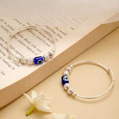 Classic Evil Eye Ball Design Silver Bangle