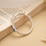 Trendy Enamel Design Beads Silver Bangles