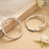 Trendy Enamel Design Beads Silver Bangles