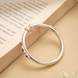 Fancy Pink Enamel Adjustable Silver Baby Bangle