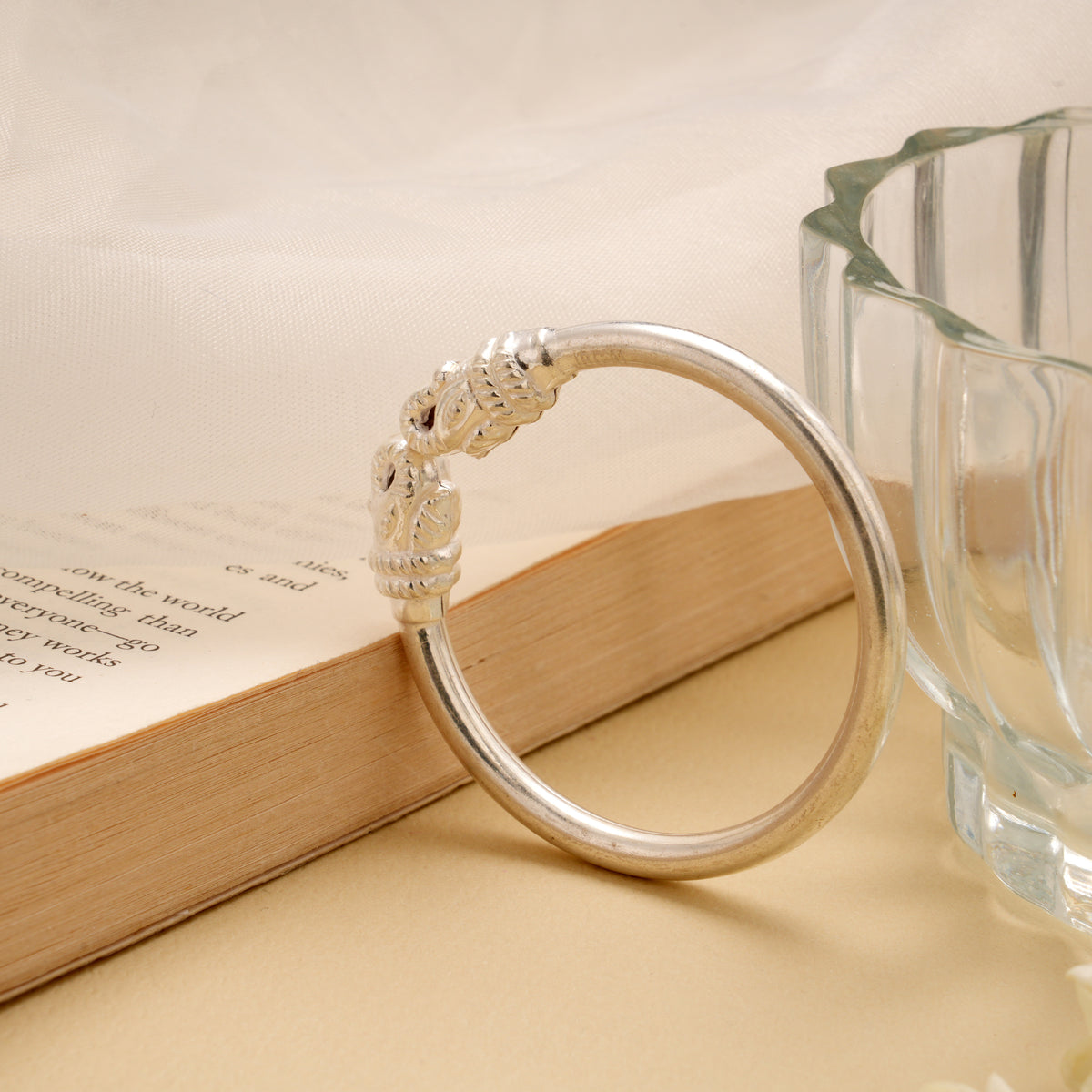 Premium Plain Elephant Silver Baby Bangle