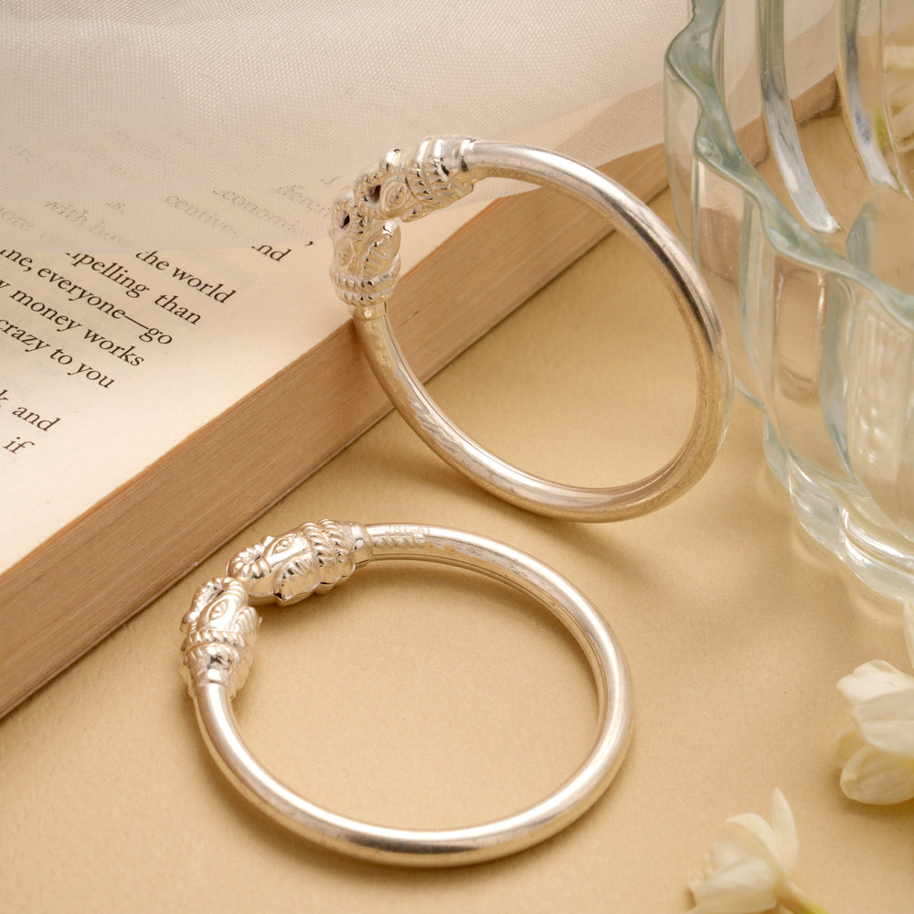 Premium Plain Elephant Silver Baby Bangle