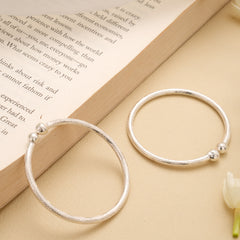 Minimalist Floral Design Adjustable Silver Bangle