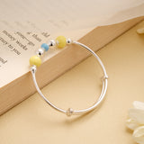Shining Multi Beads Silver Adjustable Bangle