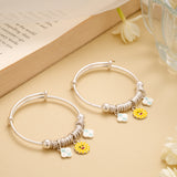 Adjustable Sunflower Charm Silver Baby Kada