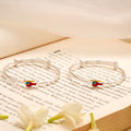 Joyful Helicopter Red Enamel Design Silver Bangle