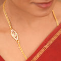 White Stone Single Layer Silver Mugappu Chain