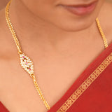White Stone Single Layer Silver Mugappu Chain