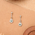 Silver Round White Stone Koppu Earring
