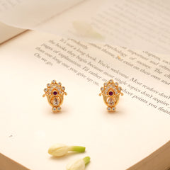 Blossom Lotus Floral Kundan Golden Stud