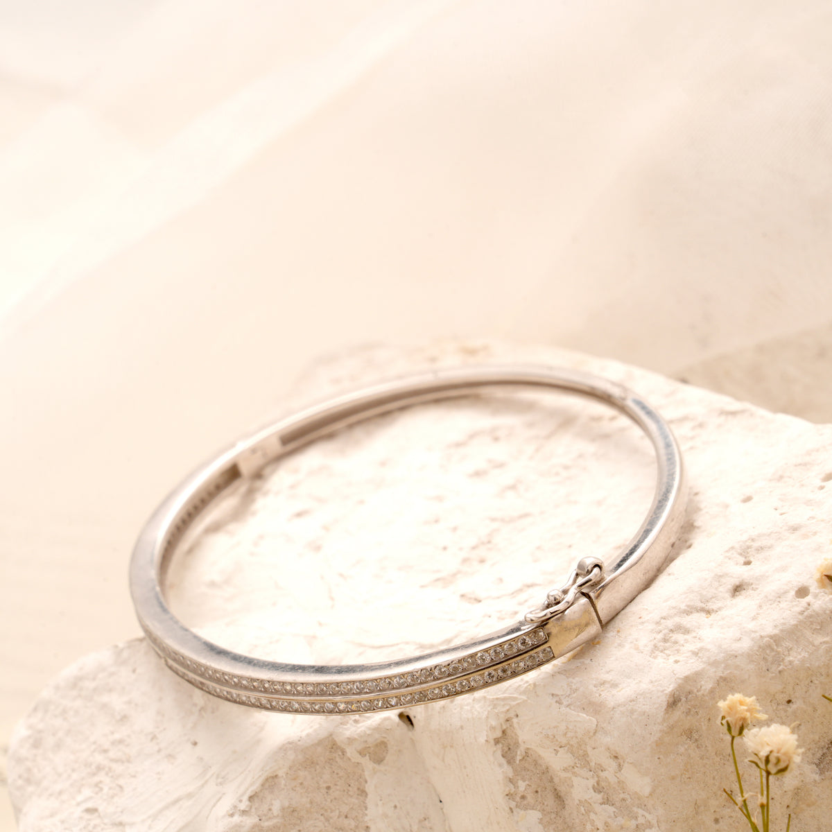 Premium Dual Stone Layer Silver Bracelet