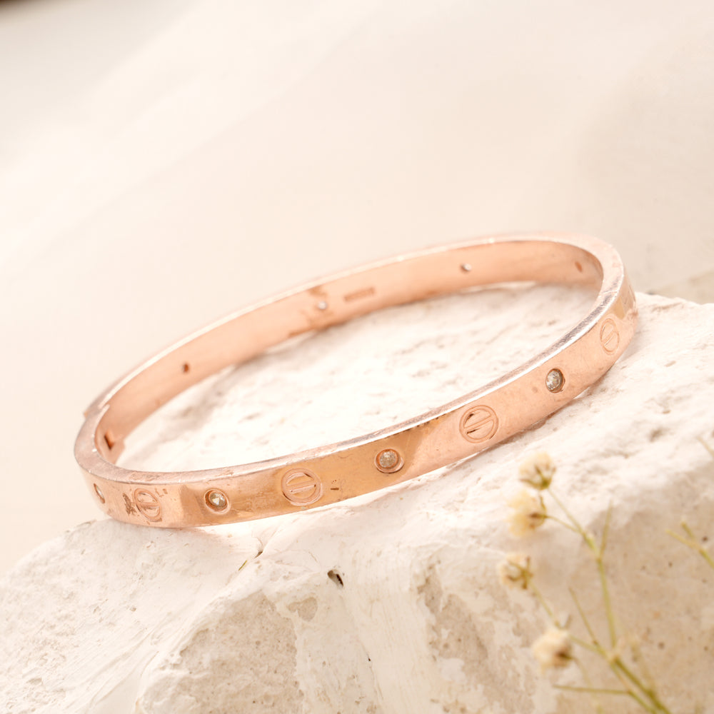 Minimal Stone Design Silver Rose Gold Bracelet