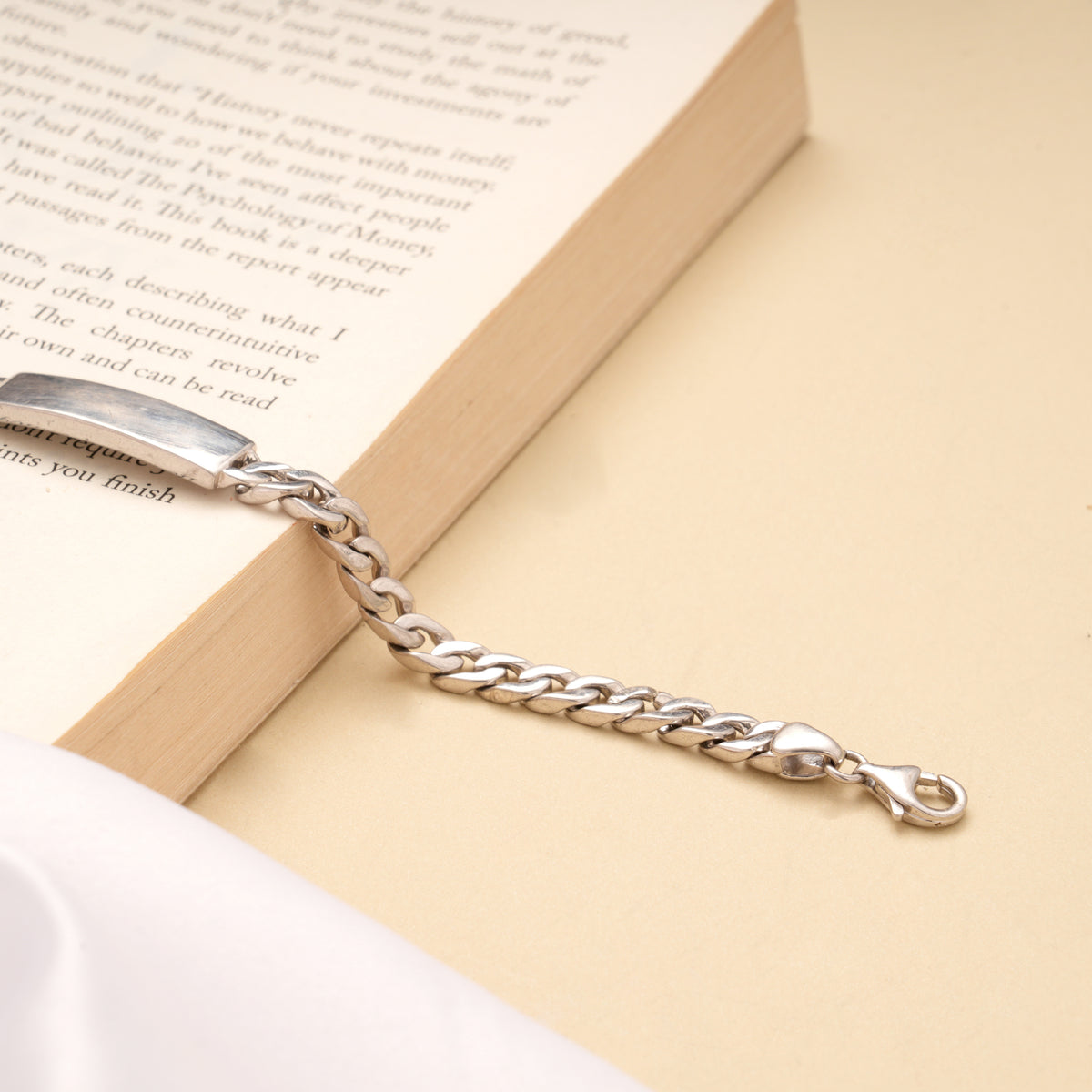 Minimalist Bar Silver Cuban Link Men’s Bracelet
