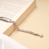 Minimalist Bar Silver Cuban Link Men’s Bracelet