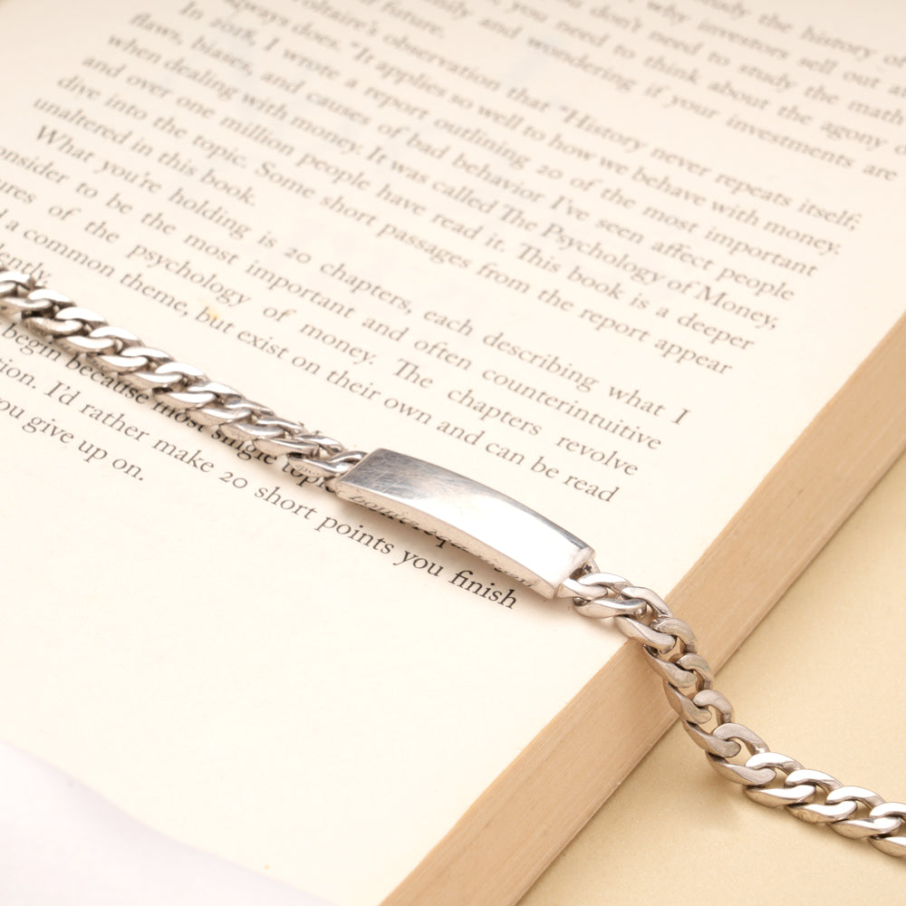 Minimalist Bar Silver Cuban Link Men’s Bracelet