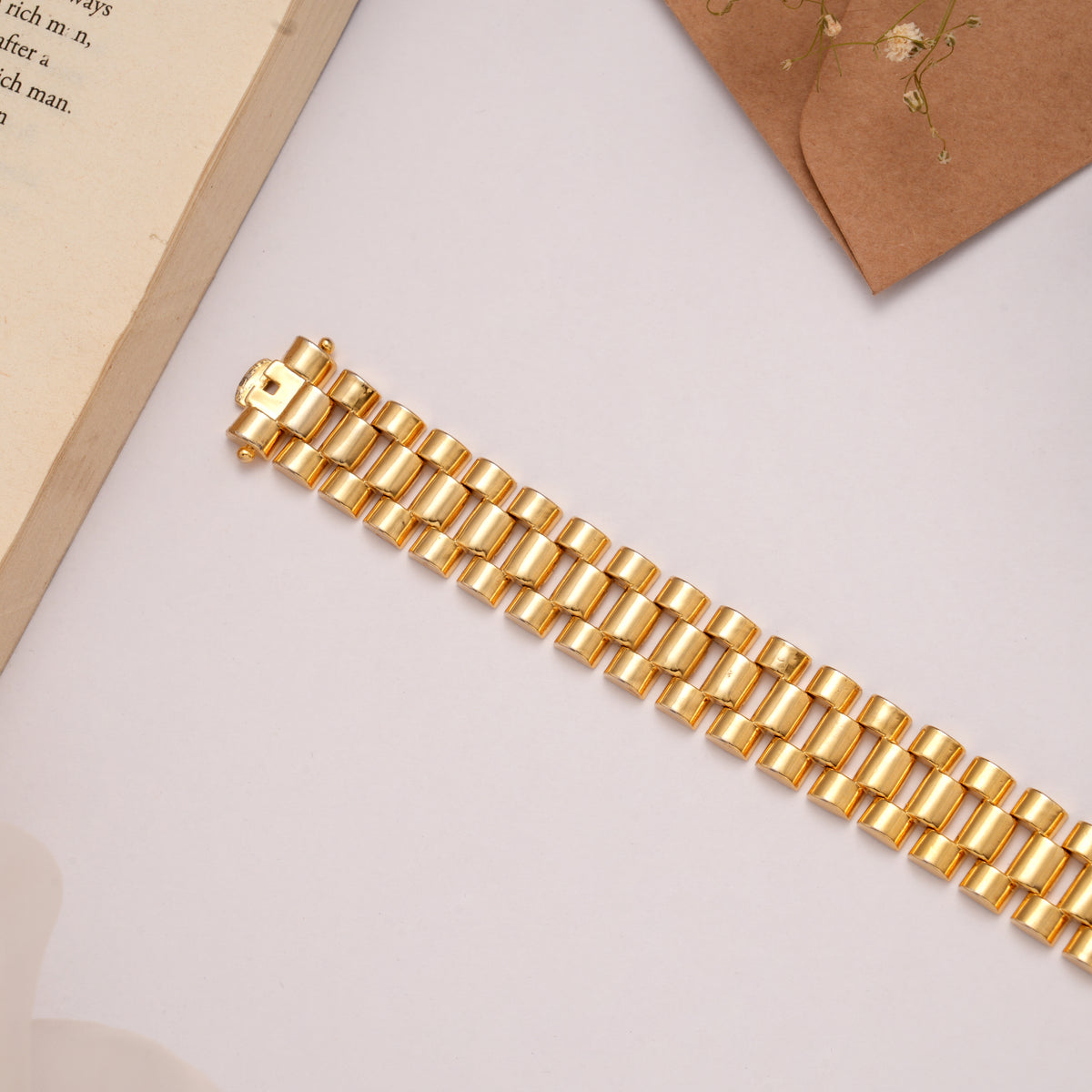 Elegant Golden Rolex Style Link Bracelet