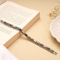 Oxidized Color Stone Silver Bracelet