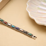 Oxidized Color Stone Silver Bracelet