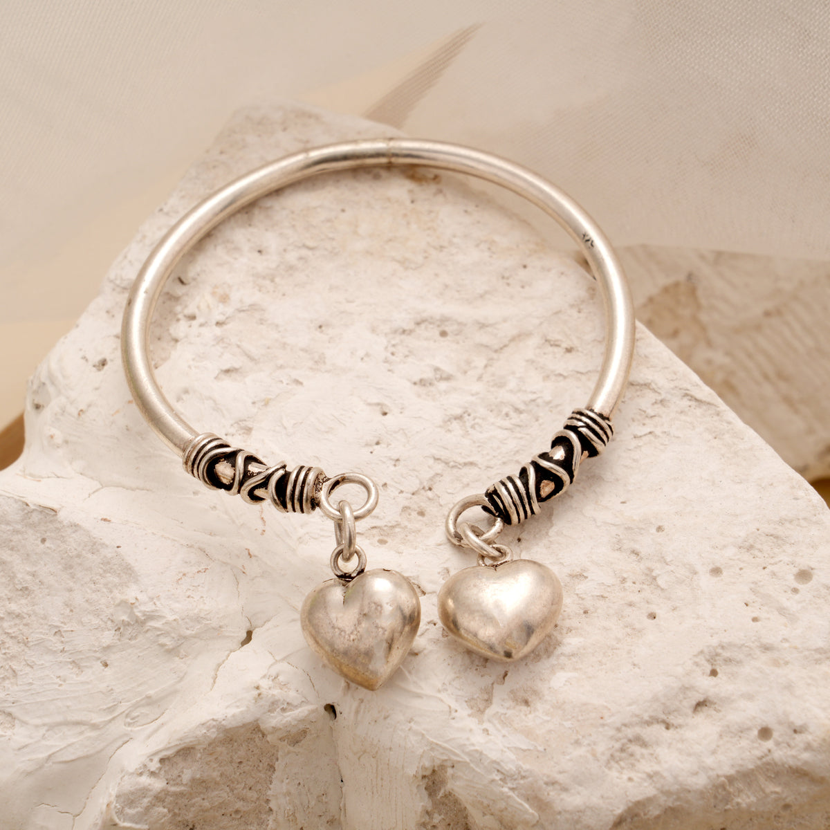 Regal Dual Heart Drops Silver Baby Bracelet