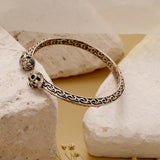 Oxidized Silver Dual Skull Head Men’s Bracelet