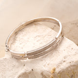 Elegant Double Row Stone Silver Bracelet